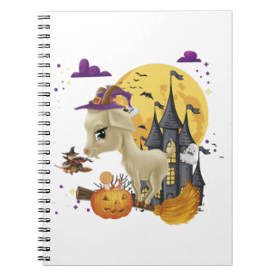 Goat Witch Broom Pumpkin Halloween Costume Notebook