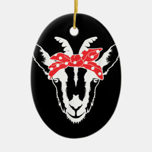 Goat With A Bandanna Funny Goat Lover Womens Ceramic Ornament