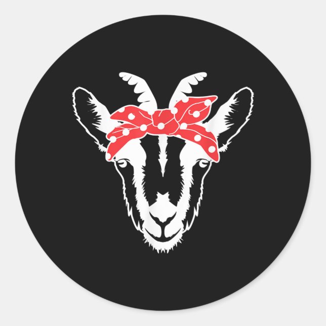Goat With A Bandanna Funny Goat Lover Womens Classic Round Sticker (Front)