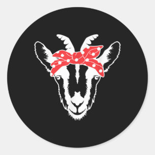 Goat With A Bandanna Funny Goat Lover Womens Classic Round Sticker