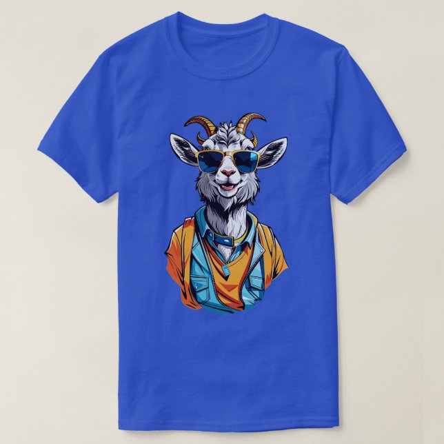 Goat With A Confident Smile Wearing Sunglasses T-Shirt (Design Front)