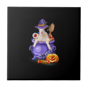 Goat With Hat Candy Pumpkin Halloween Gift Ceramic Tile