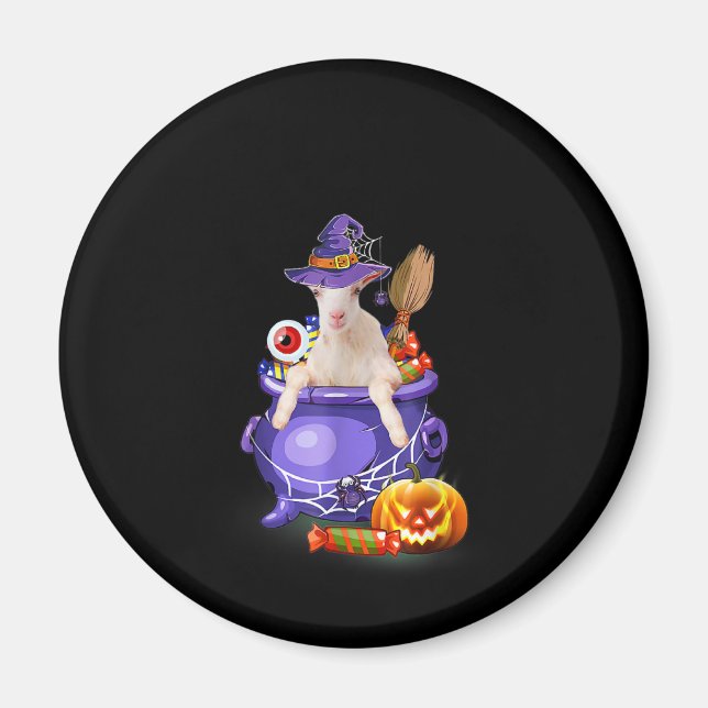Goat With Hat Candy Pumpkin Halloween Gift Magnet (Front)