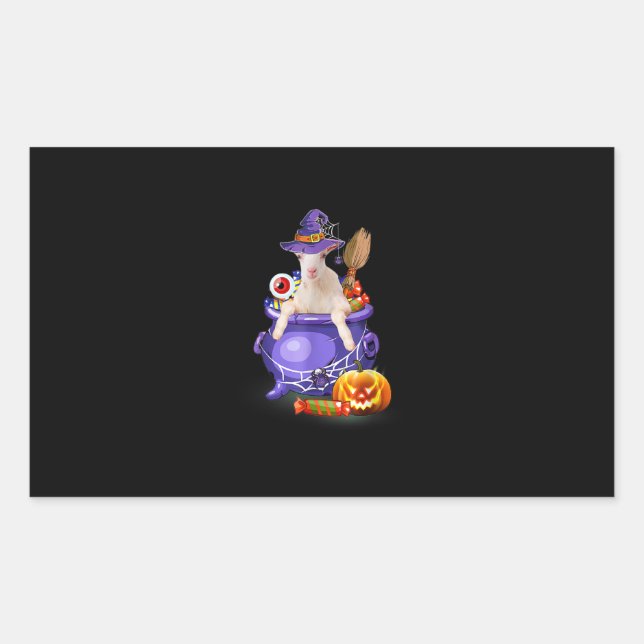 Goat With Hat Candy Pumpkin Halloween Gift Rectangular Sticker (Front)
