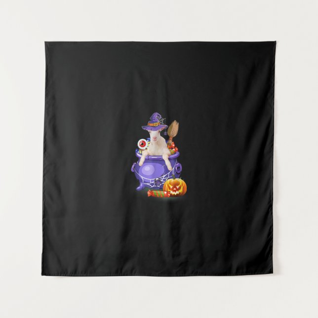Goat With Hat Candy Pumpkin Halloween Gift Tapestry (Front)