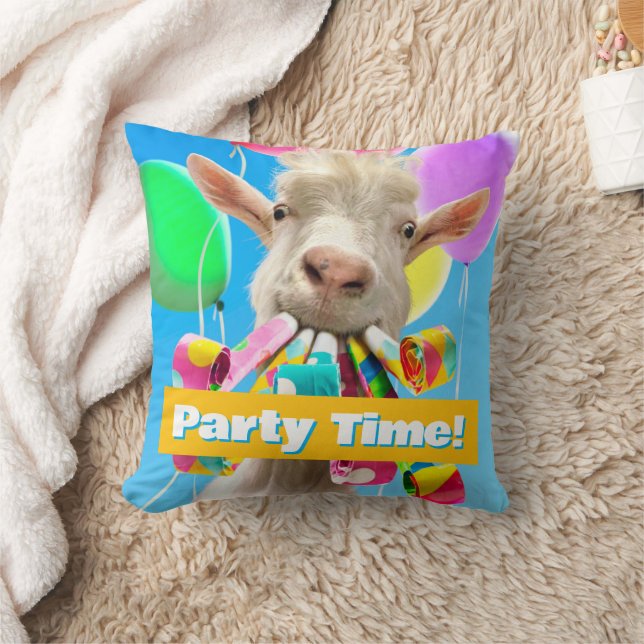 Goat with Party Blowers Cushion (Blanket)