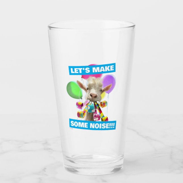 Goat with Party Blowers Glass (Front)