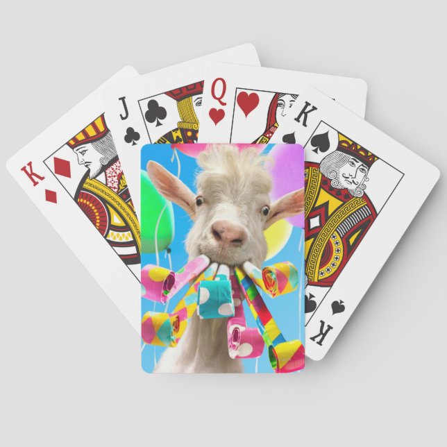Goat with Party Blowers Playing Cards (Back)