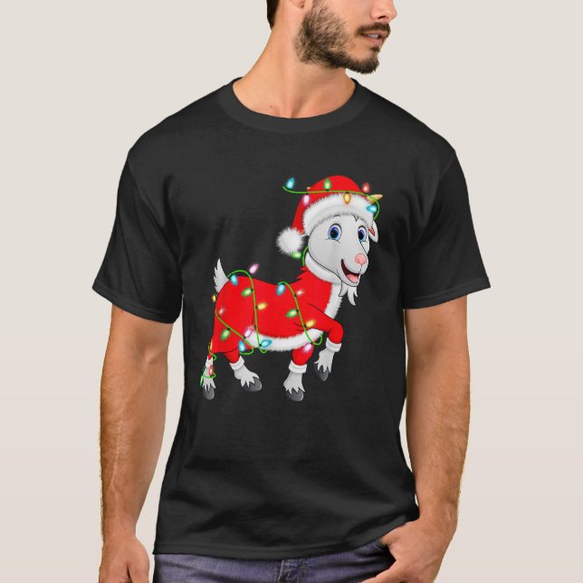 Goat Xmas Lighting Santa Costume Goat Christmas  T-Shirt (Front)