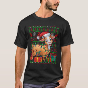 Goat Xmas Lights Ugly Santa Hat Goat Christmas  T-Shirt