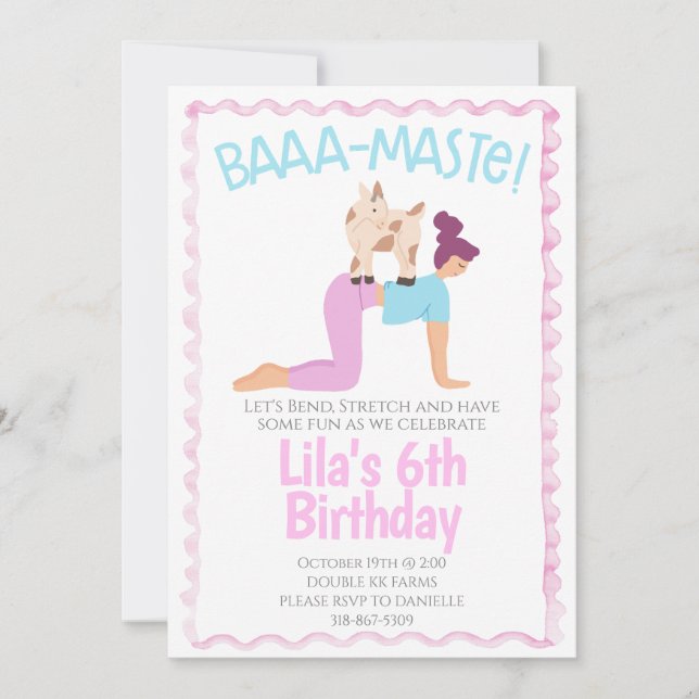 Goat Yoga Birthday Invitation (Front)