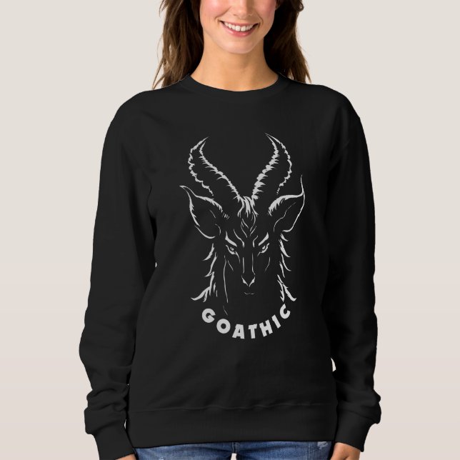 Goathic | Gothic Pun | Satanic Goat Sweatshirt (Front)