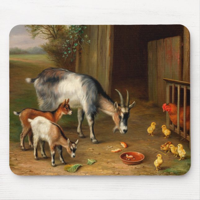 Goats And Chickens At The Farm 1 Mouse Pad (Front)
