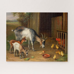Goats And Chickens At The Farm Jigsaw Puzzle
