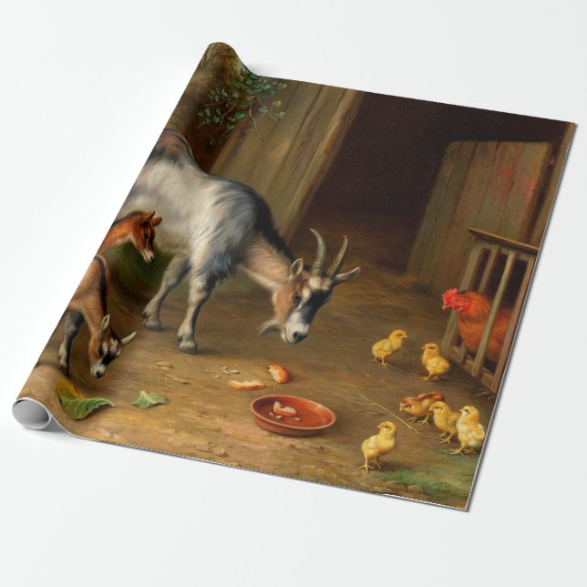 Goats And Chickens At The Farm Wrapping Paper (Unrolled)