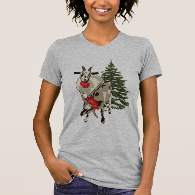 Goats and Christmas Tree Sleepshirt Shirt Dress (Front)