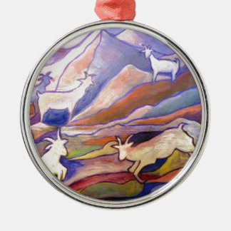 Goats and mountains metal tree decoration