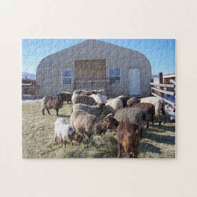Goats and Sheep Lunching Jigsaw Puzzle (Horizontal)