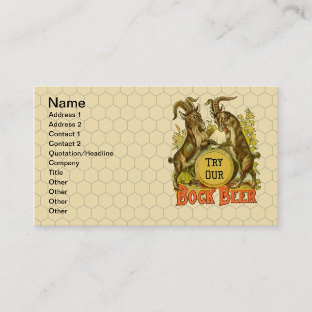 Goats Bock Beer Advertising Business Card (Front)