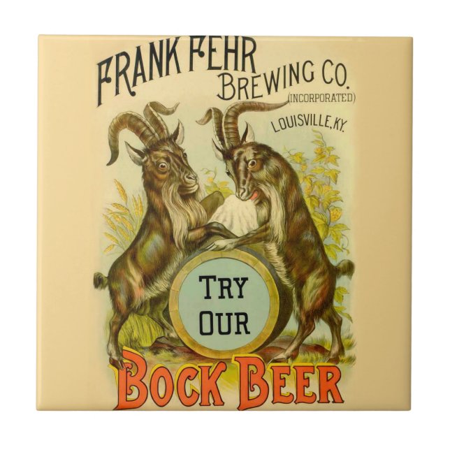 Goats Bock Beer Advertising Ceramic Tile (Front)