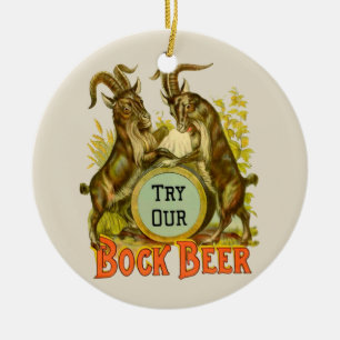 Goats Bock Beer Advertising Ceramic Tree Decoration