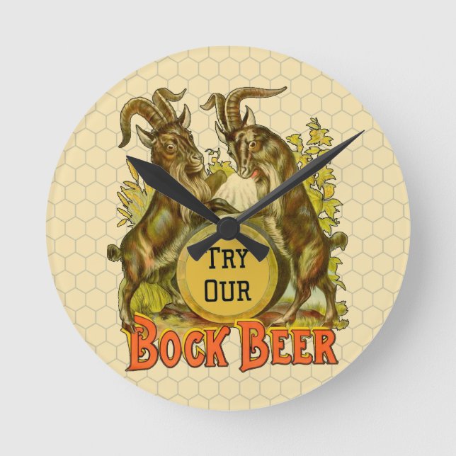 Goats Bock Beer Advertising Round Clock (Front)