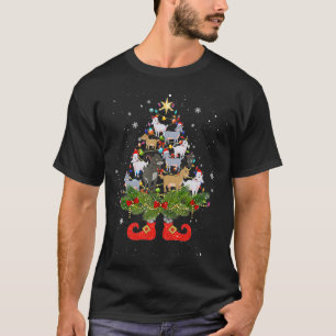 Goats Christmas Tree Lights Cute Santa Hat Lover T-Shirt