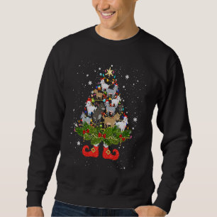 Goats Christmas Tree Lights Cute Santa Hat Sweatshirt