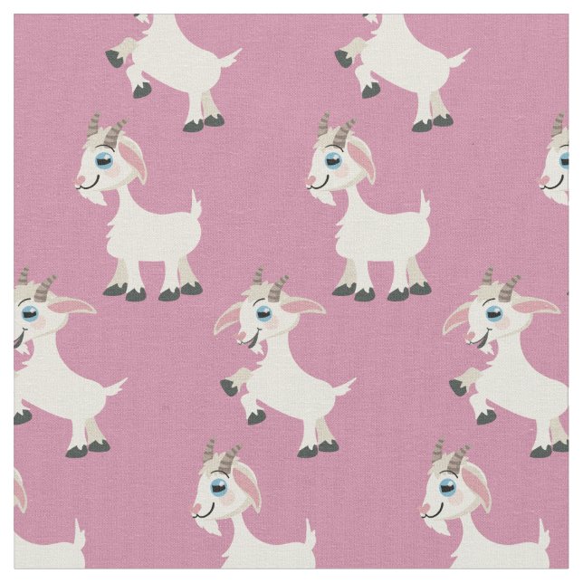 Goats Cute Kids Pink Fabric (Close Up)