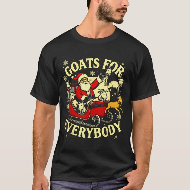 Goats For Everybody Santa Funny Christmas Goat Mom T-Shirt (Front)