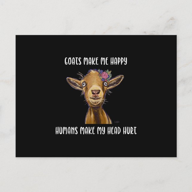 Goats Make Me Happy Goat Lover Announcement Postcard (Front)