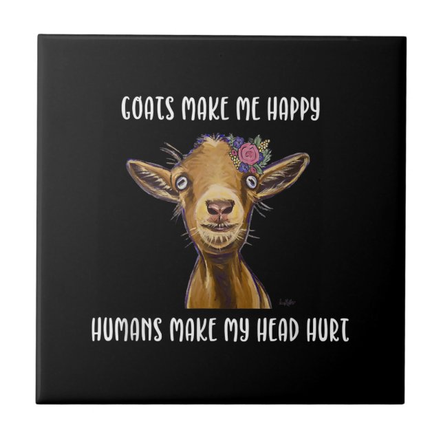 Goats Make Me Happy Goat Lover Ceramic Tile (Front)