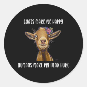 Goats Make Me Happy Goat Lover Classic Round Sticker