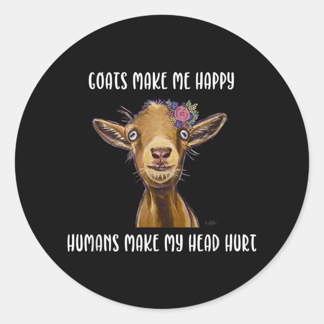 Goats Make Me Happy Goat Lover Classic Round Sticker (Front)