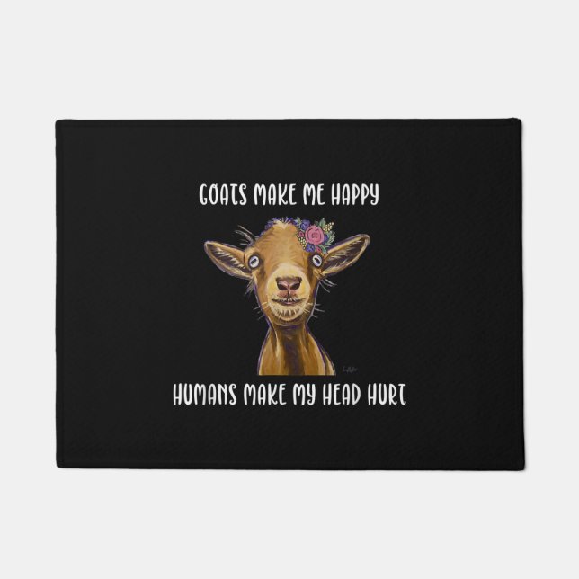 Goats Make Me Happy Goat Lover Doormat (Front)