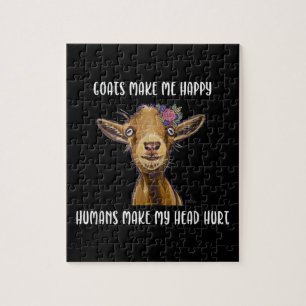 Goats Make Me Happy Goat Lover Jigsaw Puzzle