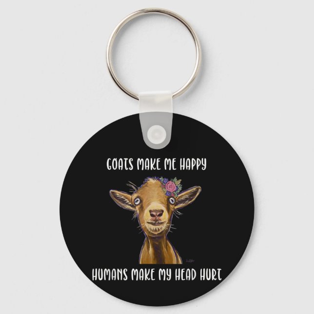 Goats Make Me Happy Goat Lover Key Ring (Front)