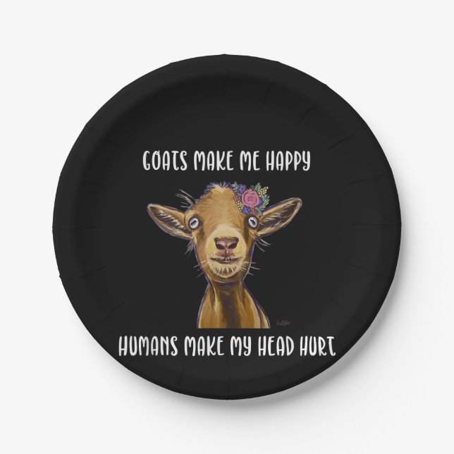 Goats Make Me Happy , Goat Lover Paper Plate (Front)