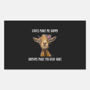 Goats Make Me Happy Goat Lover Rectangular Sticker