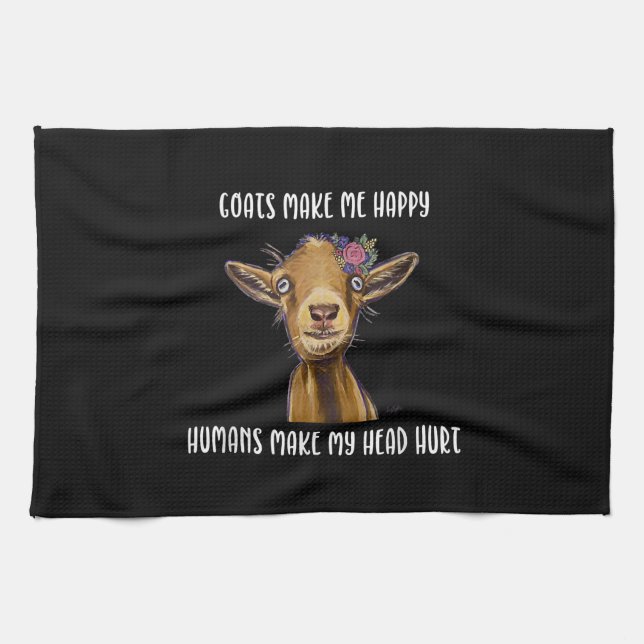 Goats Make Me Happy Goat Lover Tea Towel (Horizontal)