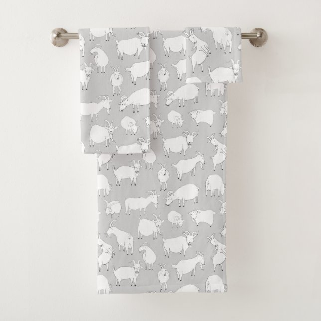 Goats playing - Gray Bath Towel Set (Insitu)