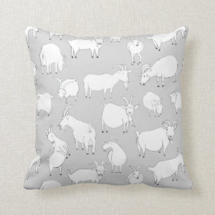 Goats playing - Gray Cushion