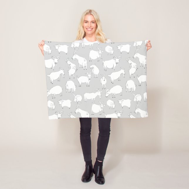 Goats playing - Gray Fleece Blanket (In Situ)