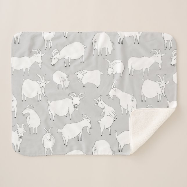 Goats playing - Gray Sherpa Blanket (Front (Horizontal))