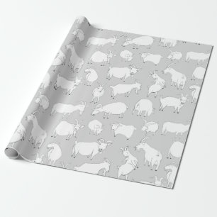 Goats playing - Gray Wrapping Paper