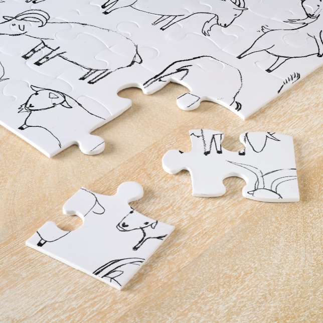 Goats Playing – Transparent (choose your own) Jigsaw Puzzle (Side)