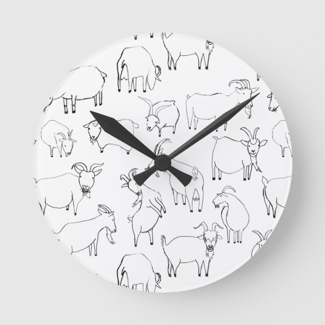 Goats Playing –  Transparent Round Clock (Front)