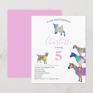 Goats Watercolor Girls Birthday Party Pink