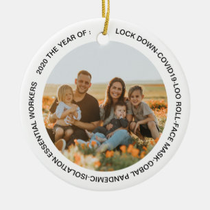 GOBAL LOCKDOWN 2020 FACE MASK ADD PHOTO CERAMIC ORNAMENT
