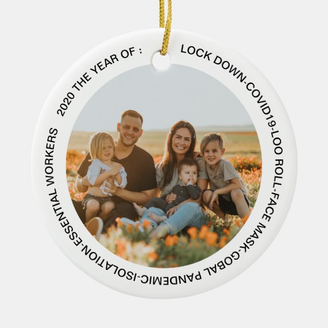 GOBAL LOCKDOWN 2020 FACE MASK ADD PHOTO CERAMIC ORNAMENT (Front)